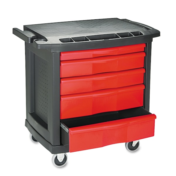 Rubbermaid Commercial Mobile Workcenter, 5 Drawer, Black, 32-1/2 in W x 20 in D x 33-1/2 in H FG773488BLA - main